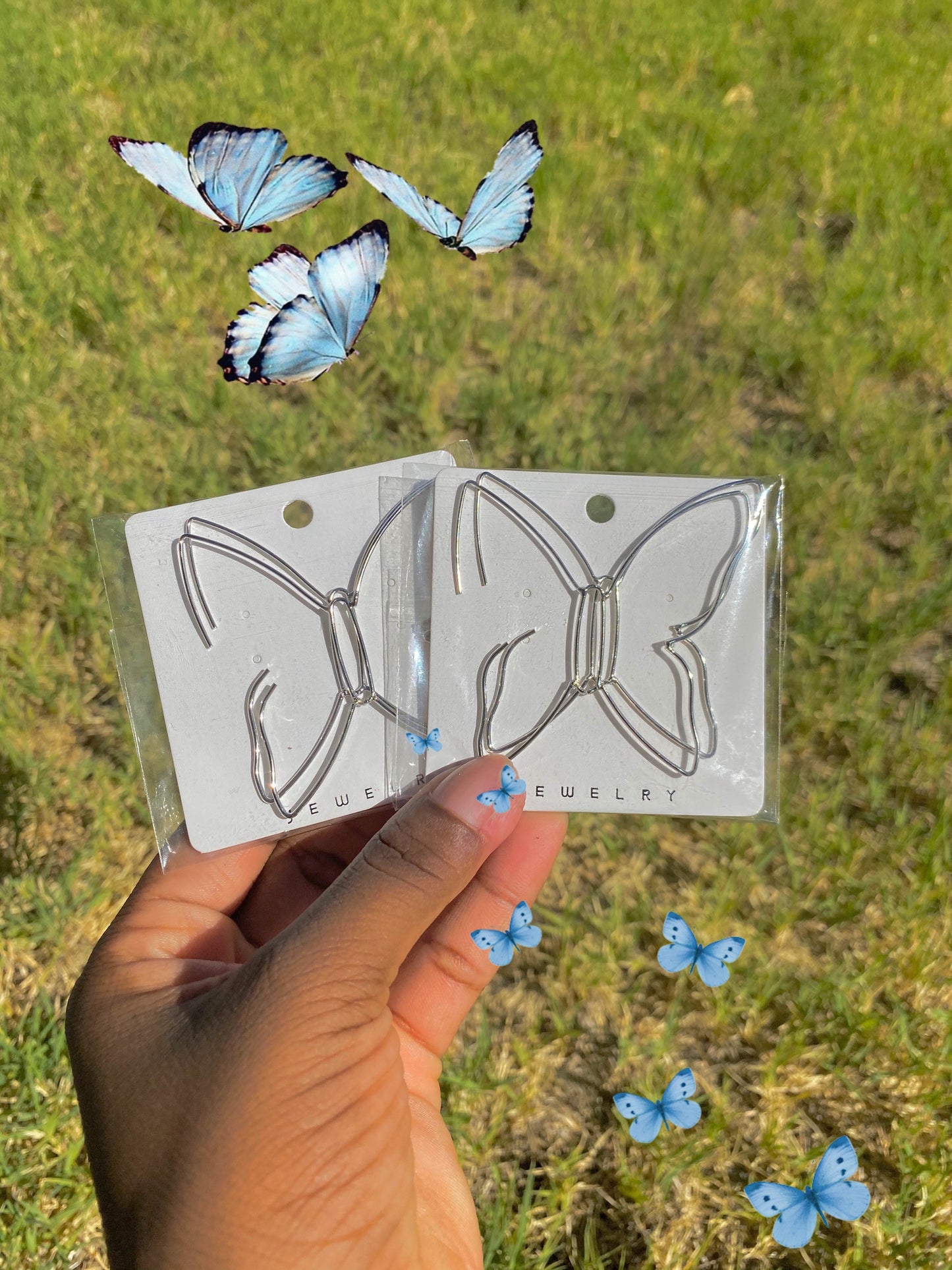 Silver butterfly earrings